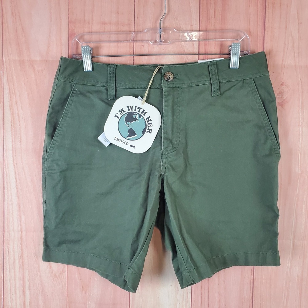 Toad & Co Mission Ridge Shorts Mens 38 X 8 Olive Green Beetle Vintage Wash